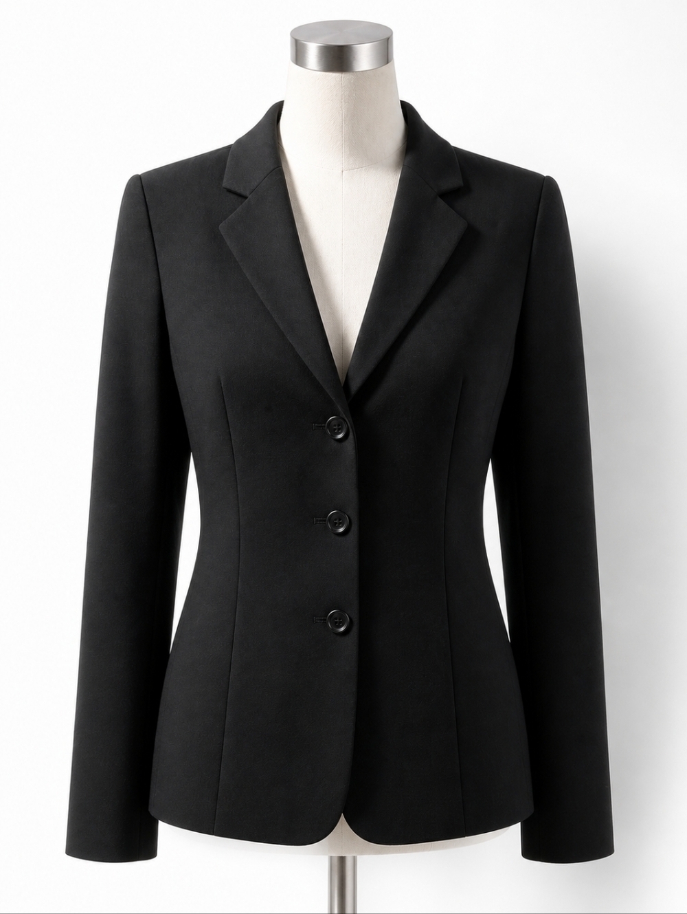 Kasper Women's Black Three Button Blazer Jacket 10 Career Office Preppy Academia